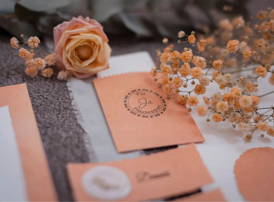 Papeterie Hochzeit peach fuzz